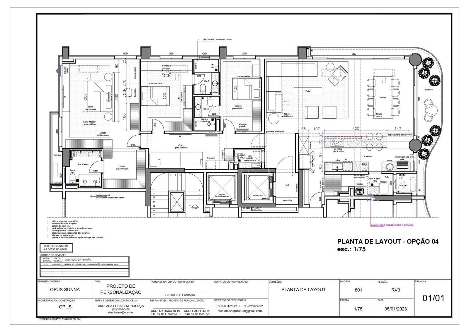Apartamento de alto padrão no Edifício Sunna Opus.